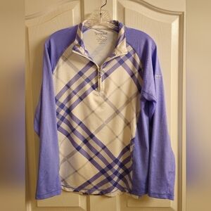 San Soleil Lavender and White Quarter-Zip Long Sleeve Golf Sun Shirt, Large